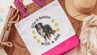 life is better with a dog tote bag for women, best gifts for dog lovers, dog walking bag, unique dog mom gifts, Bernese mountain dog gift