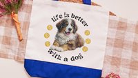 life is better with a dog bernese mountain dog tote bag for dog lover, bernese dog mom dog walking bag for women, cute dog gifts beach bag