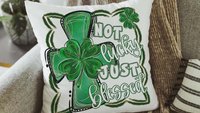not lucky simply blessed shamrock cross throw pillows for couch, Christian St Patricks Day decorations, Irish gifts for her, St Pattys Day