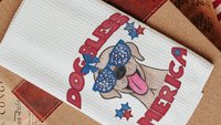 dog bless America yellow lab kitchen towels for bbq, best gifts for dog lovers, 4th of July kitchen decor, yellow labrador retriever gifts