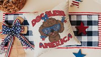 dog bless America patriotic kitchen towel for summer, unique dog mom gifts, toy poodle home decor, best gifts for dog lovers, 4th of July