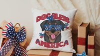 dog bless America rottweiler throw pillows for couch for dog lovers, rottweiler gifts for women, patriotic dog gift for owners, 4th of July