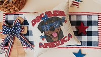 dog bless America rottweiler throw pillows for couch for dog lovers, rottweiler gifts for women, patriotic dog gift for owners, 4th of July
