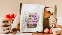 custom quote funny hand towels for bathroom, at least your mom thinks you're pretty crystal ball decor, sassy gift for best friends, snarky