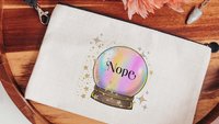 custom quote makeup bag for purse, crystal ball besties gift, nope funny wristlet for women, snarky gifts for friends, Easter basket stuffer
