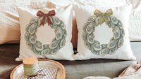 oyster shell spring wreath throw pillows for living room, oyster shell hand towels for bathroom beachy gifts for neighbors