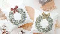 oyster shell spring wreath throw pillows for living room, oyster shell hand towels for bathroom beachy gifts for neighbors