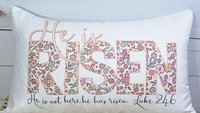he is risen throw pillow for bed, Luke 24 6 Bible verse lumbar pillow cover 12x20, godmother gift from goddaughter, Christian gifts for best