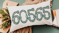 custom zip code pillow for couch, real estate agent gift, turquoise bandana print long pillow covers 12 x 20, country girl gifts, realtor
