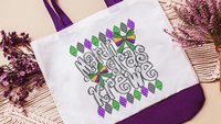 Mardi Gras krewe vibes tote bag for girls trip, Fat Tuesday party favors for guests, Louisiana gifts for women, reusable bag coworker gifts