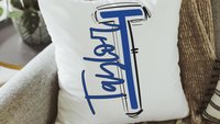 Personalized vegas gold pillow with name on it, new home gifts for girls, teenage girl gifts, tween girl bedroom decor, initial pillow for