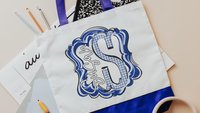personalized initial tote bag for bridesmaids, carolina blue school spirit accessories, custom name tote bag for girls, best gifts for her