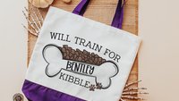 personalized will train for kibble tote bag for dog lover, dog training accessories, dog obedience utility article bag, dog mom zipper pouch