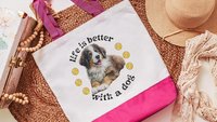 life is better with a dog bernese mountain dog tote bag for dog lover, bernese dog mom dog walking bag for women, cute dog gifts beach bag