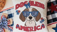 dog bless America beagle kitchen towel for drying dishes, red white and blue patriotic dog hand towel for bathroom, 4th of July beagle gifts