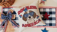 dog bless America beagle kitchen towel for drying dishes, red white and blue patriotic dog hand towel for bathroom, 4th of July beagle gifts