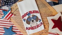 dog bless America beagle throw pillows for lake house, red white and blue patriotic dog decorations for home, 4th of July beagle gifts, cute
