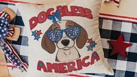 dog bless America beagle kitchen towel for drying dishes, red white and blue patriotic dog hand towel for bathroom, 4th of July beagle gifts
