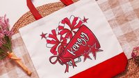 personalized cheer tote bag with name, red school spirit college cheerleading gear, cheerleader gifts for girls senior night gifts cheer
