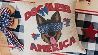 dog bless America patriotic throw pillows for couch, best gifts for dog lovers, 4th of July decor, unique dog mom gifts, German shepherd