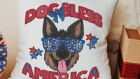 dog bless America patriotic throw pillows for couch, best gifts for dog lovers, 4th of July decor, unique dog mom gifts, German shepherd