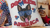 dog bless America patriotic throw pillows for couch, best gifts for dog lovers, 4th of July decor, unique dog mom gifts, German shepherd