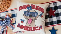 dog bless America yellow lab kitchen towels for bbq, best gifts for dog lovers, 4th of July kitchen decor, yellow labrador retriever gifts