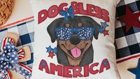 dog bless America rottweiler throw pillows for couch for dog lovers, rottweiler gifts for women, patriotic dog gift for owners, 4th of July
