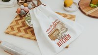 personalized seasoned with love kitchen towel for grandma, vintage inspired kitchen decor, baker gifts for her, moms kitchen hand towel for