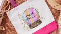 out of service funny tote bags snarky gifts for friends, custom quote tote bag for women, crystal ball bestie gifts for her, witchy bag for