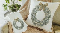 oyster shell spring wreath throw pillows for living room, oyster shell hand towels for bathroom beachy gifts for neighbors