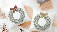 oyster shell spring wreath throw pillows for living room, oyster shell hand towels for bathroom beachy gifts for neighbors