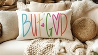 but God lumbar decorative pillows for bedroom, faith gifts for teen girls, Christian throw pillows for couch bright decor, unique gifts for