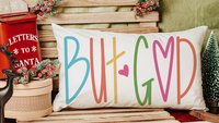 but God lumbar decorative pillows for bedroom, faith gifts for teen girls, Christian throw pillows for couch bright decor, unique gifts for