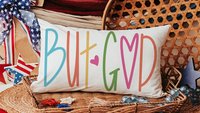 but God lumbar decorative pillows for bedroom, faith gifts for teen girls, Christian throw pillows for couch bright decor, unique gifts for