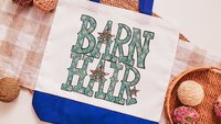 Barn hair tote bags for women, turquoise bandana print country girl gifts, farmers market bag for sister, farm gifts for animal lovers
