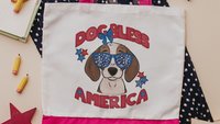 dog bless America patriotic tote bag for dog lovers, cute beagle gift for Mom, beagle mama dog mom gifts for women, 4th of July tote bag eco