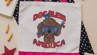 dog bless America patriotic tote bag for women, unique dog mom gifts, toy poodle tote bag for dog supplies, best gifts for dog lovers, 4th