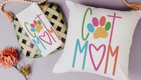 Cat mom throw pillow for chair, cute Mothers day gift for cat and cat lovers, cat lover throw pillow 18x18, colorful cat decor for kitchen