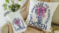 Chosen for his purpose religious kitchen towels Christian throw pillow for living room, Easter hostess gift for sister, Colossians 3:12