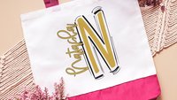 personalized initial tote bag with name, cheer team gifts beach bag for girls trip, carolina blue game day tote bag for school, best gifts