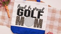 loud and proud leopard print golf tote bag for cart, golf mom gifts, golf Mothers day gift for golfers, golfing wife tote bag for women