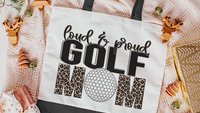 loud and proud leopard print golf tote bag for cart, golf mom gifts, golf Mothers day gift for golfers, golfing wife tote bag for women