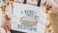 I read past my bedtime cute tote bag for book lovers, bookish merch bags, unique gifts for women who have everything, library tote bag for