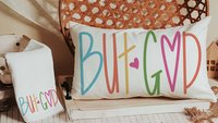 but God lumbar decorative pillows for bedroom, faith gifts for teen girls, Christian throw pillows for couch bright decor, unique gifts for