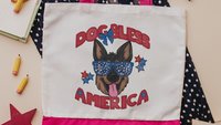 dog bless America patriotic tote bag for dog mom, German shepherd gifts for her, 4th of July cute tote shopping bag, summer dog accessories