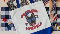 dog bless America patriotic tote bag for dog mom, German shepherd gifts for her, 4th of July cute tote shopping bag, summer dog accessories