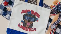 dog bless America rottweiler tote bag for summer, patriotic dog gear, rottie mom gifts, 4th of July tote bag for dog lover, rottweiler gifts