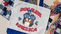 Dog bless America Bernese mountain dog tote bag for books, berner mom patriotic bernie gift for women, reusable grocery bag cute dog gift