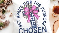 Chosen for his purpose religious kitchen towels Christian throw pillow for living room, Easter hostess gift for sister, Colossians 3:12